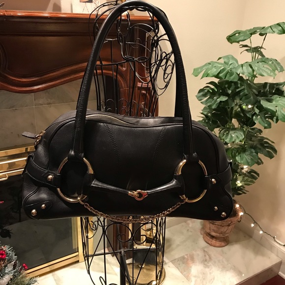 Gucci Handbags - Gucci Leather Horsebit Chain Vintage Black Bag